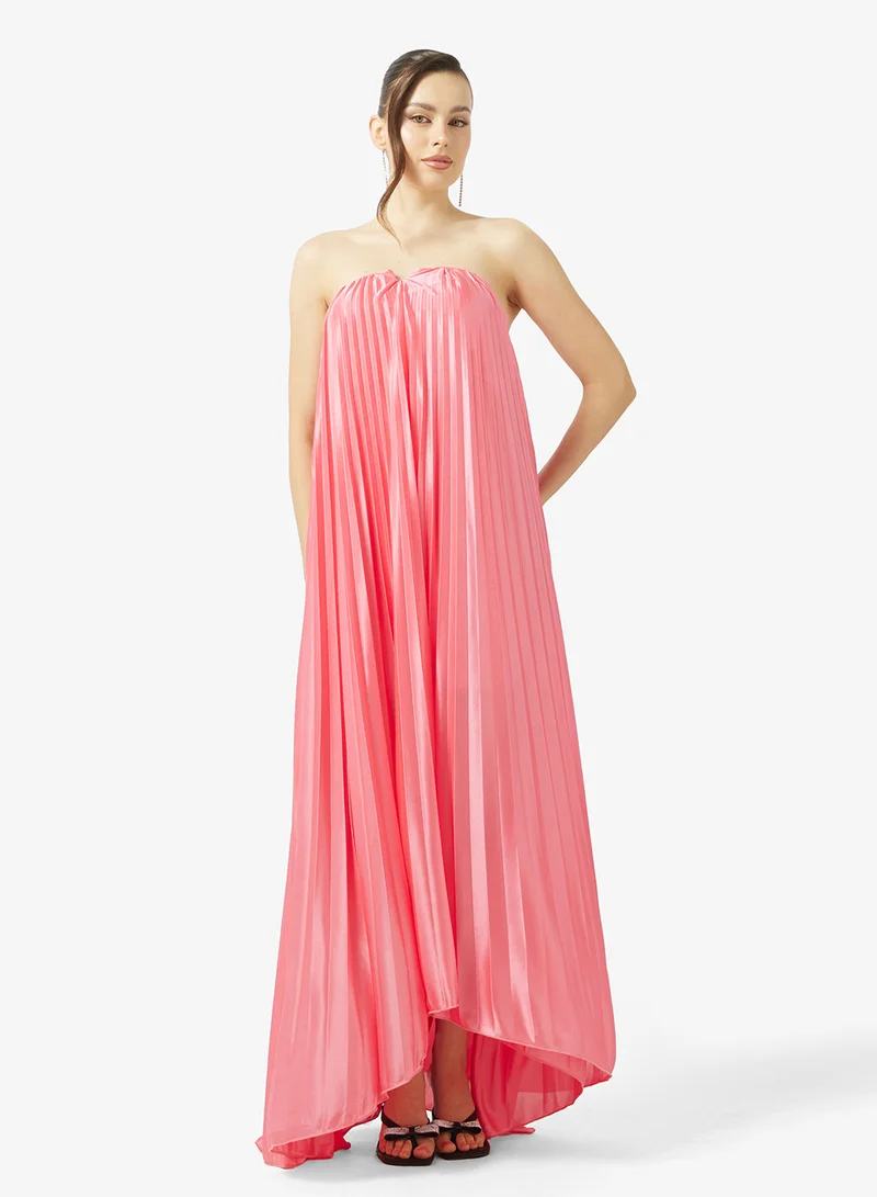 جينجر Bandeau Plisse Metallic Dress